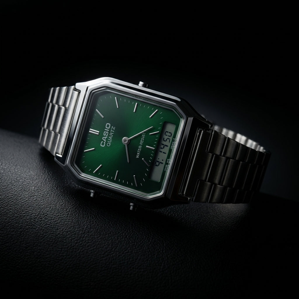 Original Casio Vintage Watch – Green Dial